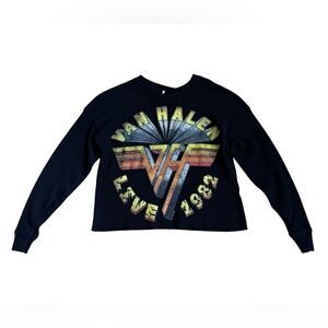 Van Halen Live 1982 Women's Black Thermal Band Logi Long Sleeve Top Size Small